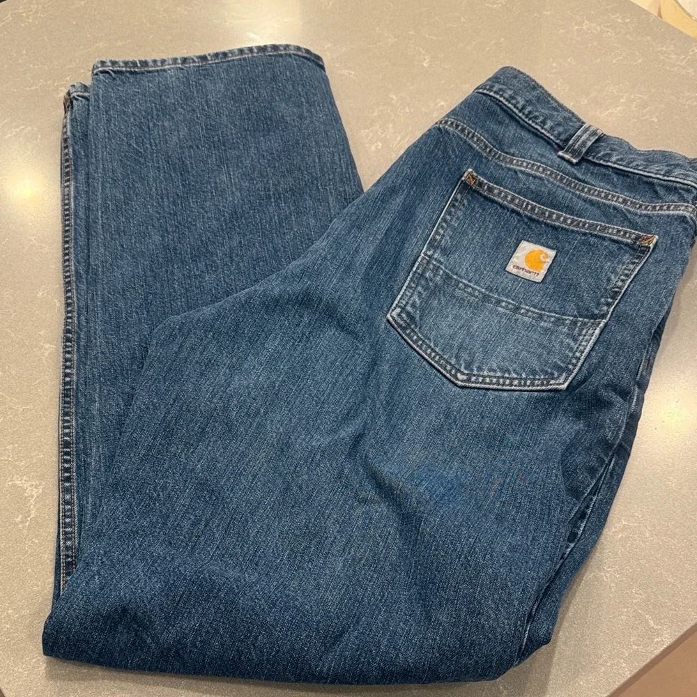 38x36 Carhartt Men’s Relaxed Indigo Blue Work Jeans - Picture 1 of 5
